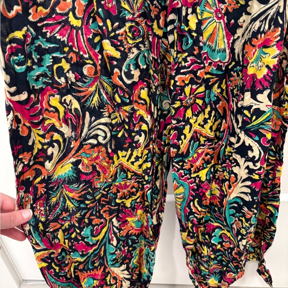 Anthropologie Black Floral Off The Shoulder Jumpsuit Size Medium - Picture 10 of 14